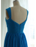 Sweetheart Neck Blue Pleated Chiffon Beautiful Handmade Bridesmaid Dress